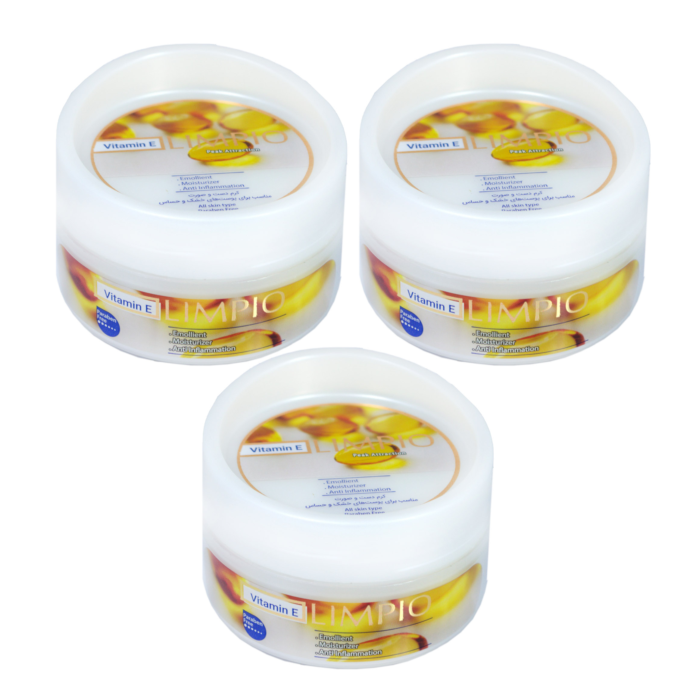 کرم مرطوب کننده لیمپیو مدل Vitamin E حجم 200 میلی لیتر مجموعه 3 عددی