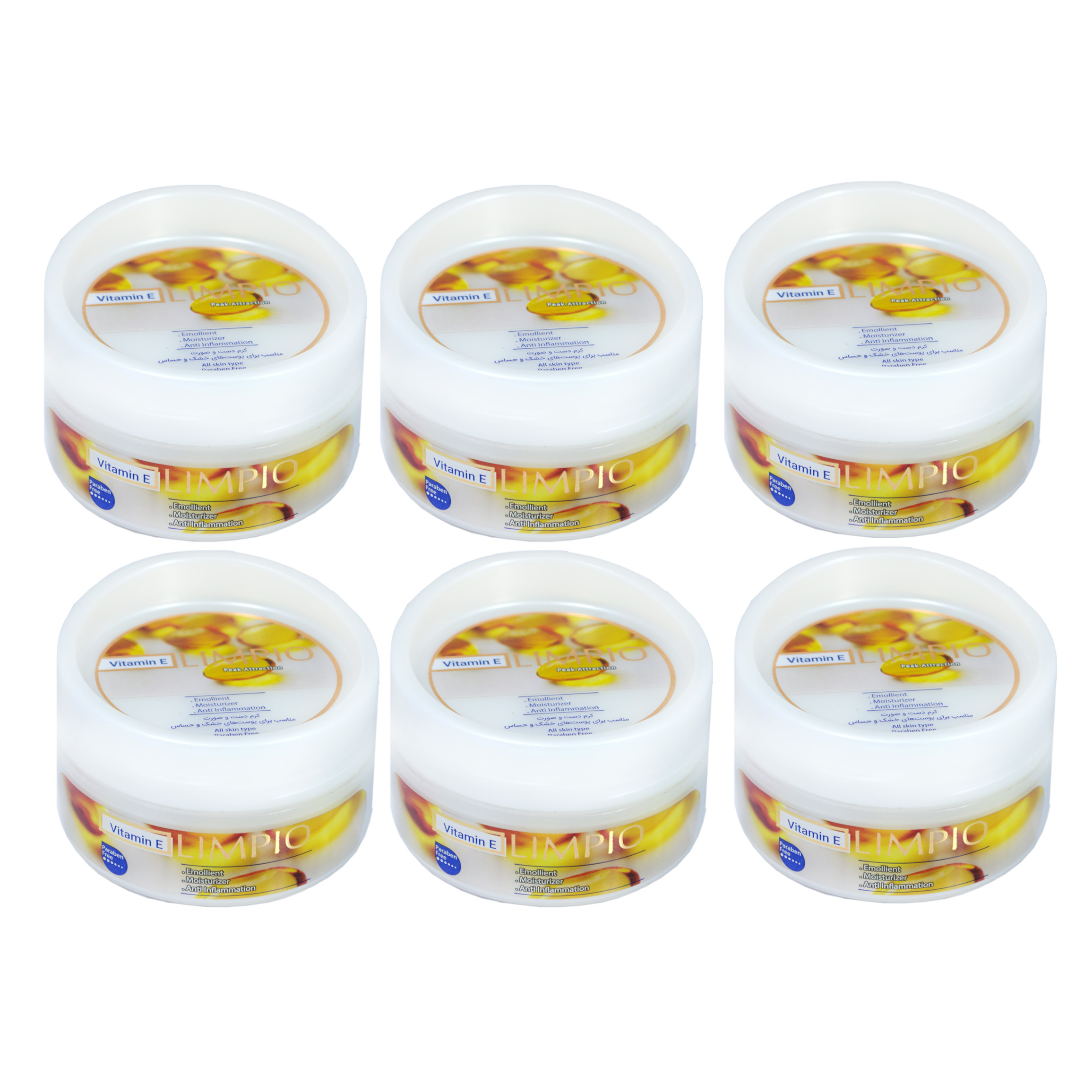 کرم مرطوب کننده لیمپیو مدل Vitamin E حجم 200 میلی لیتر مجموعه 6 عددی
