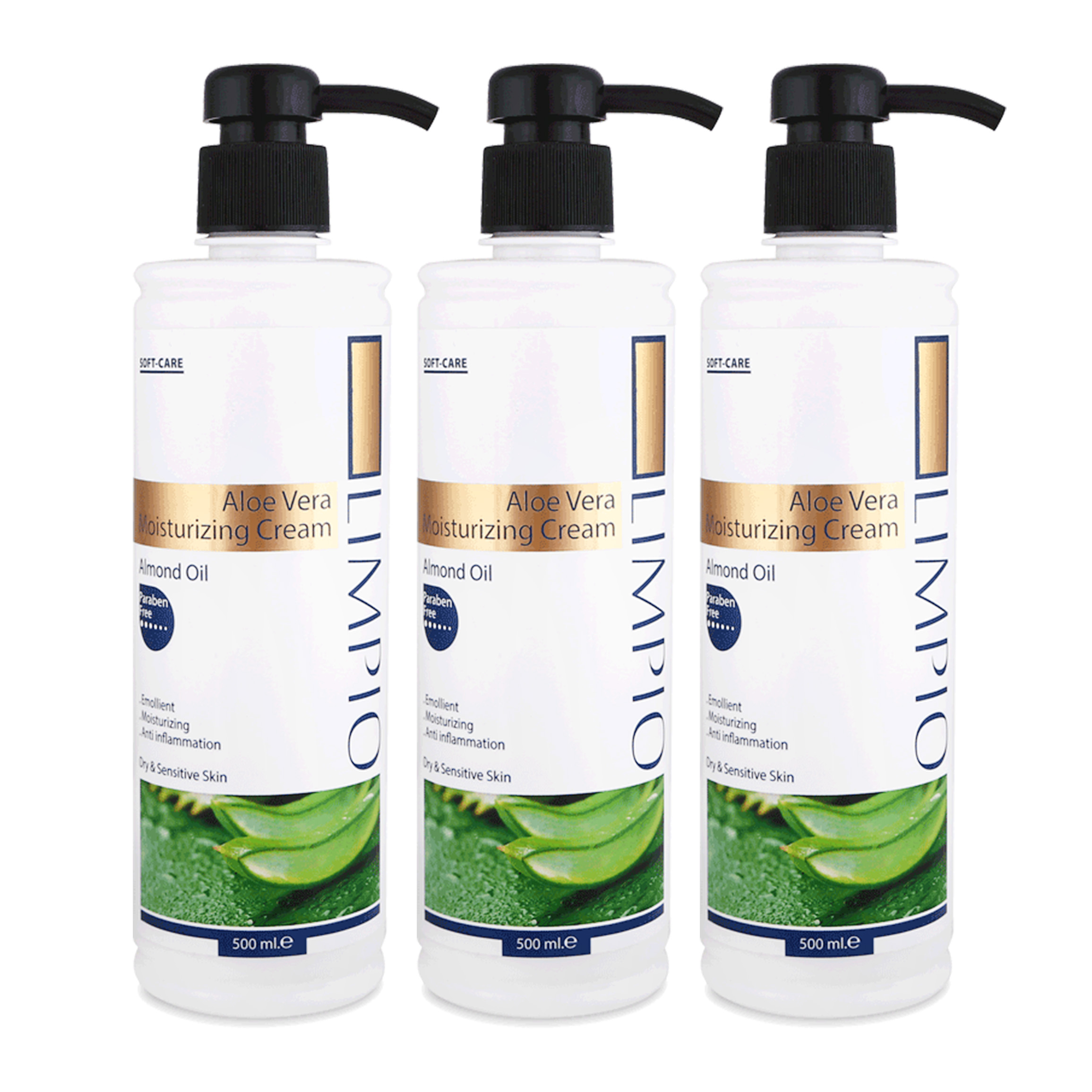 کرم مرطوب کننده لیمپیو مدل Aloe vera حجم 500 میلی لیتر مجموعه 3 عددی