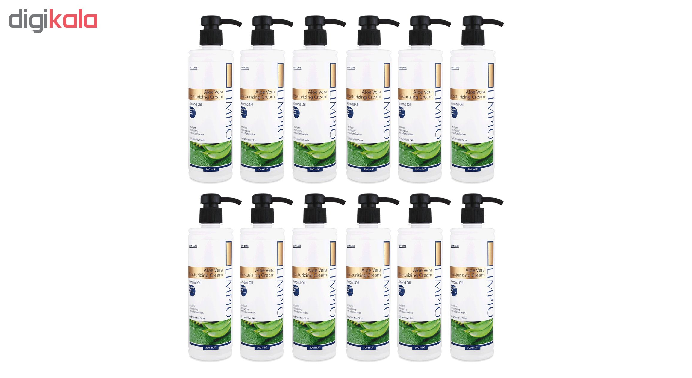 کرم مرطوب کننده لیمپیو مدل Aloe vera حجم 500 میلی لیتر مجموعه 12 عددی