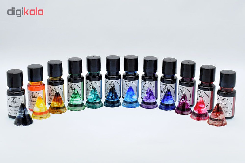 رنگ رزین فیلو مدل transparent بسته 12 عددی حجم 10 میلی لیتر