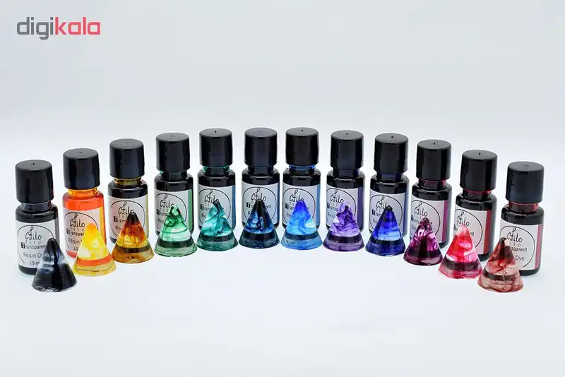 رنگ رزین فیلو مدل transparent بسته 12 عددی حجم 10 میلی لیتر