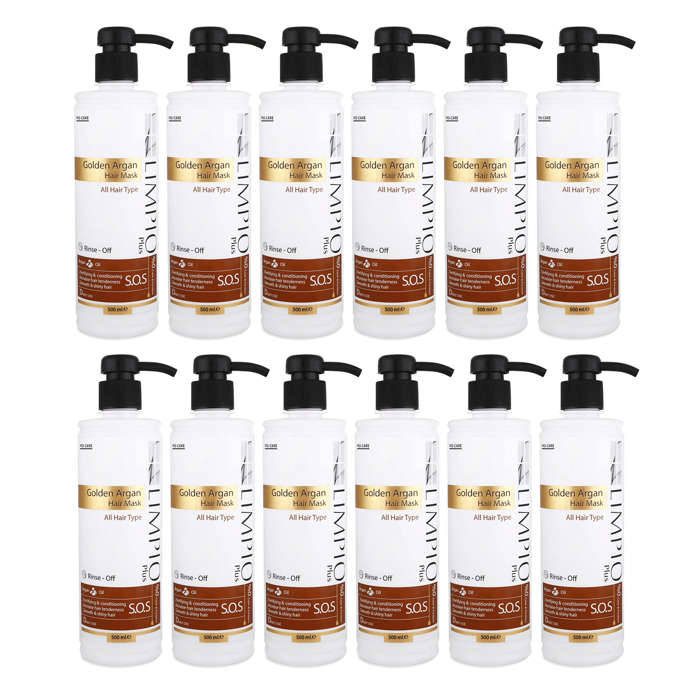 ماسک مو لیمپیو مدل Golden Argan حجم 500 میلی لیتر مجموعه 12 عددی