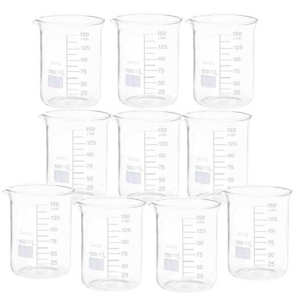 بشر آزمایشگاه مدل beaker ظرفیت 150 میلی لیتر بسته 10 عددی بشر آزمایشگاه مدل beaker ظرفیت 150 میلی لیتر بسته 10 عددی