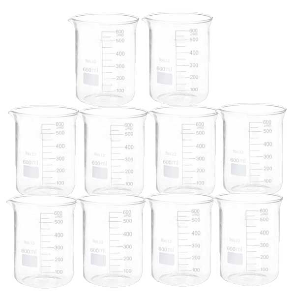 بشر آزمایشگاه مدل beaker ظرفیت 600 میلی لیتر بسته 10 عددی