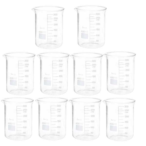 بشر آزمایشگاه مدل beaker ظرفیت 400 میلی لیتر بسته 10 عددی