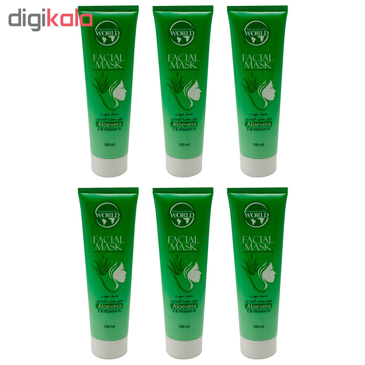 ماسک صورت وردکالر مدل Aloevera حجم 100 میلی لیتر بسته 6 عددی