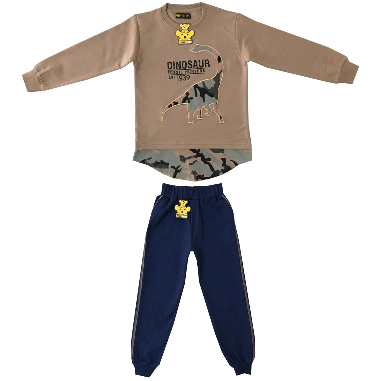 ست تی شرت و شلوار پسرانه خرس کوچولو مدل دانیاسور کد 02 -  - 1
