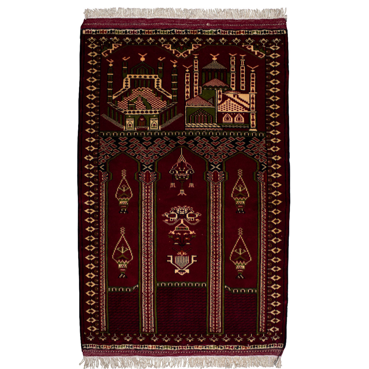 فرش دستباف قدیمی یک متری طرح ترکمن کد 7133