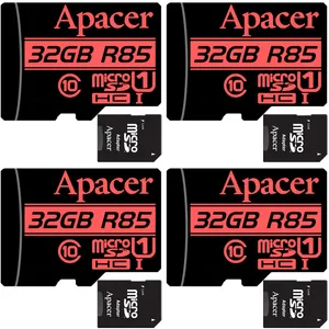 کارت حافظه microSDHC اپیسر مدل AP32G کلاس 10 استاندارد  UHS-I U1 سرعت 85MBps ظرفیت 32 گیگابایت به همراه آداپتور SD بسته 4 عددی