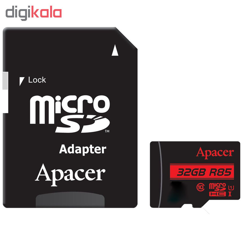 کارت حافظه microSDHC اپیسر مدل AP32G کلاس 10 استاندارد UHS-I U1 سرعت 85MBps ظرفیت 32 گیگابایت به همراه آداپتور SD بسته 4 عددی