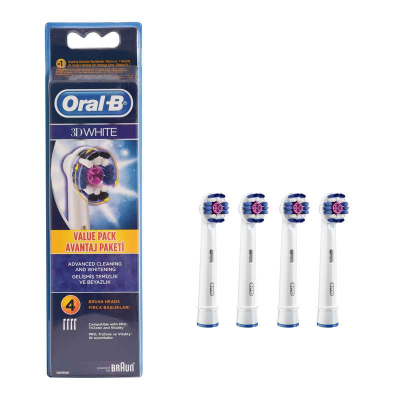 سری یدک مسواک برقی اورال-بی مدل Brush Heads 3D White بسته 4 عددی سری یدک مسواک برقی اورال-بی مدل Brush Heads 3D White بسته 4 عددی