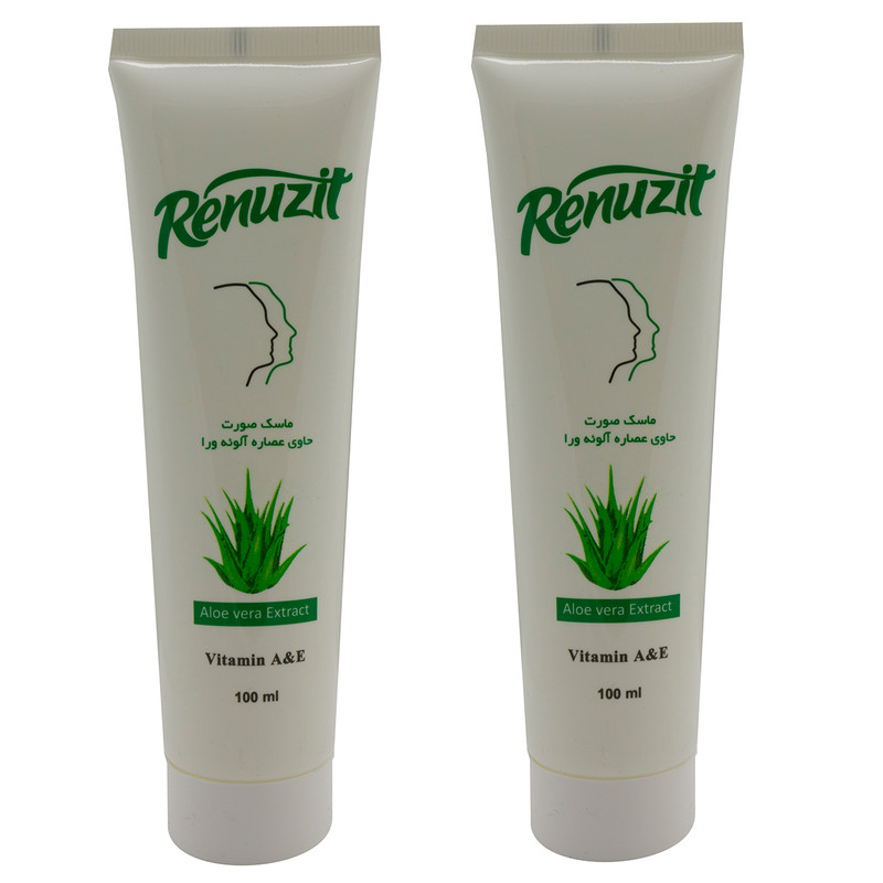 ماسک صورت رینو زیت مدل آلوئه ورا حجم 100 میلی لیتر مجموعه 2 عددی