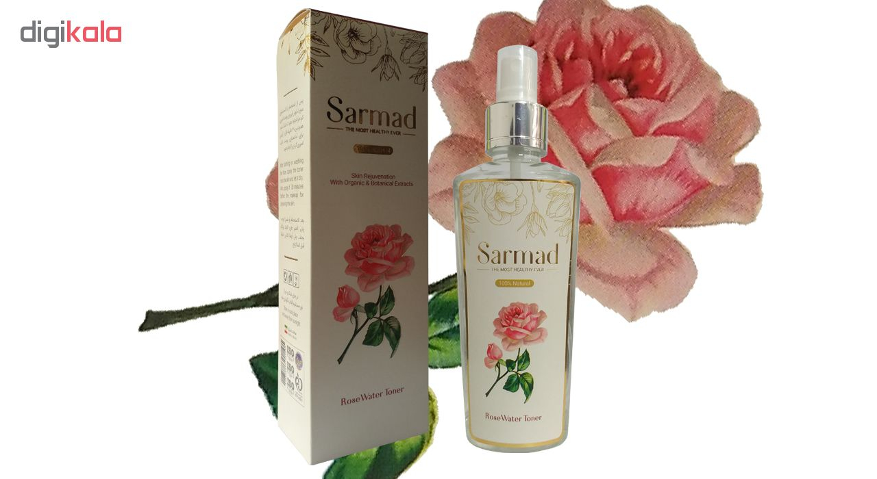 تونر پاک کننده صورت سرمد مدل ROSE WATER حجم 140 میلی لیتر