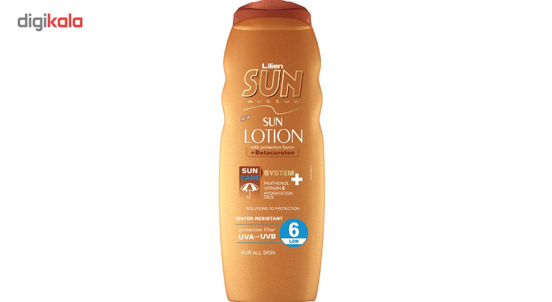 لوسیون آفتاب لیلین سان اکتیو مدل Protection Factor With Betacaroten با SPF6 حجم 200 میلی لیتر