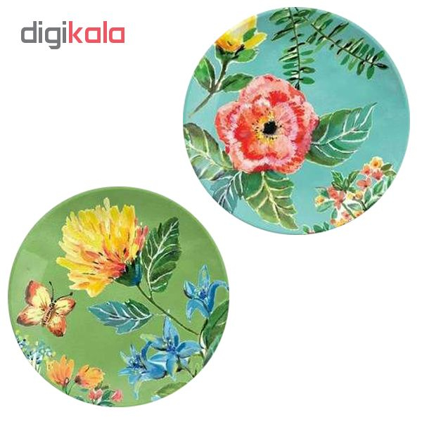 بشقاب سفالی طرح گل ها کد D59-A مجموعه 4 عددی