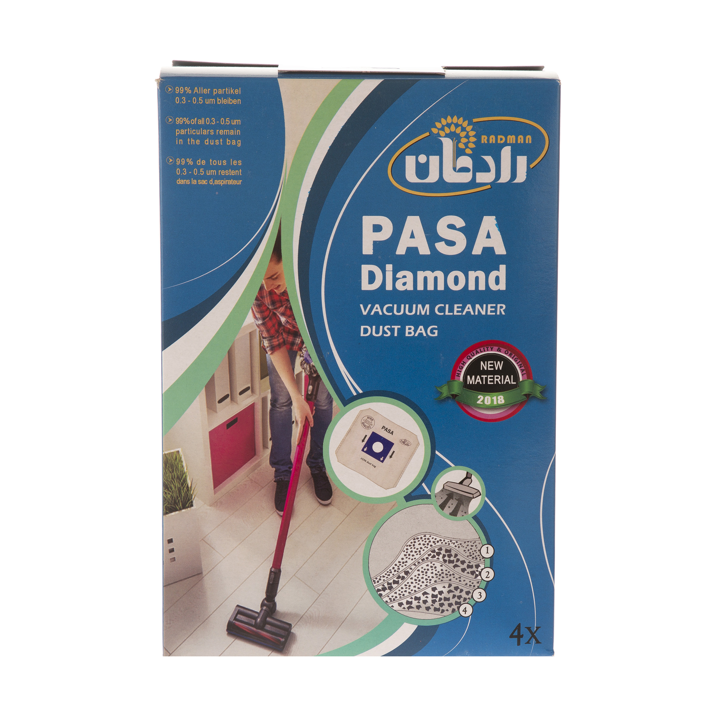 پاکت جاروبرقی رادمان مدل PASA Diamond - بسته 4 تایی