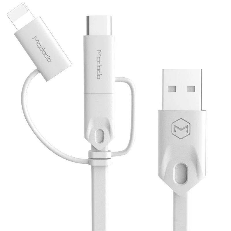 کابل تبدیل USB به microUSB / لایتنینگ / USB-C مک دودو مدل CA-1090 طول 1 متر