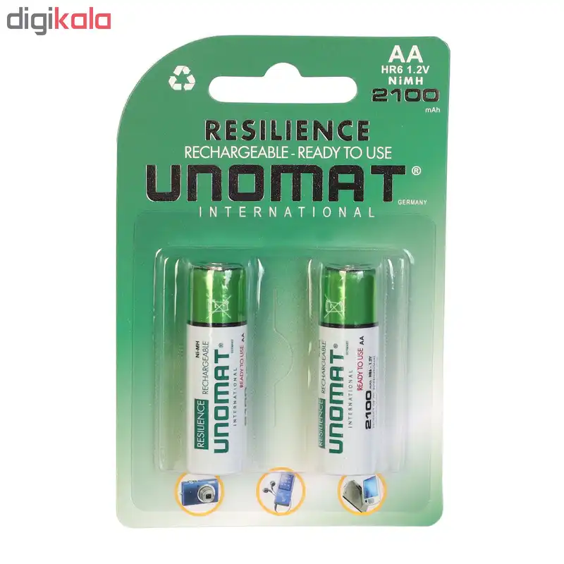 باتری قلمی قابل شارژ یونومات مدل HR6 بسته 2 عددی