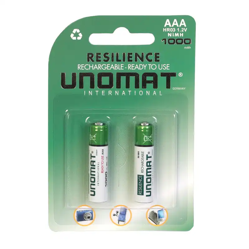 باتری نیم قلمی قابل شارژ یونومات مدل HR03 بسته 2 عددی