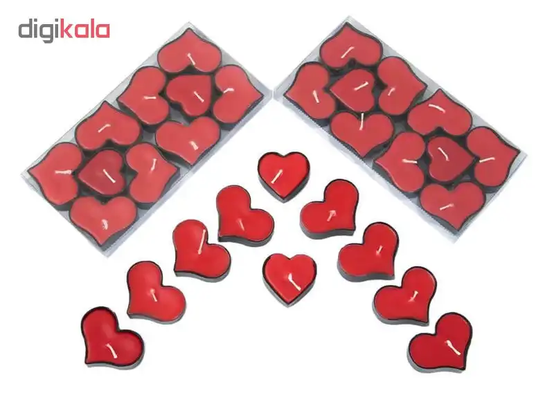 شمع وارمر طرح قلبی بسته 10 عددی