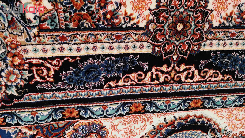 فرش ماشینی زمرد مشهد مدل گلایل زمینه آبی