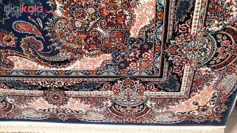 فرش ماشینی زمرد مشهد مدل گلایل زمینه آبی