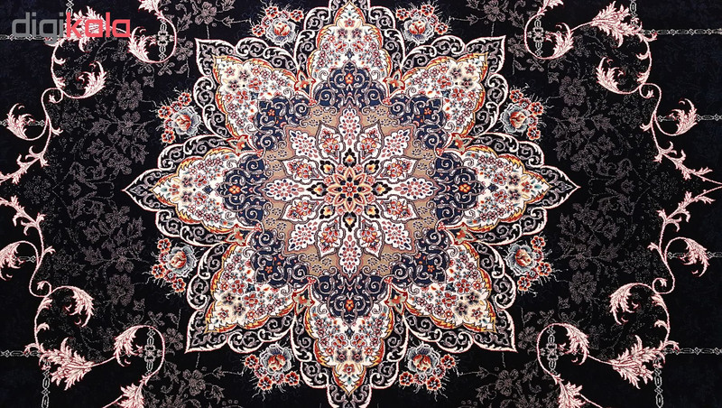 فرش ماشینی زمرد مشهد مدل تاج فیروزه زمینه سورمه ای