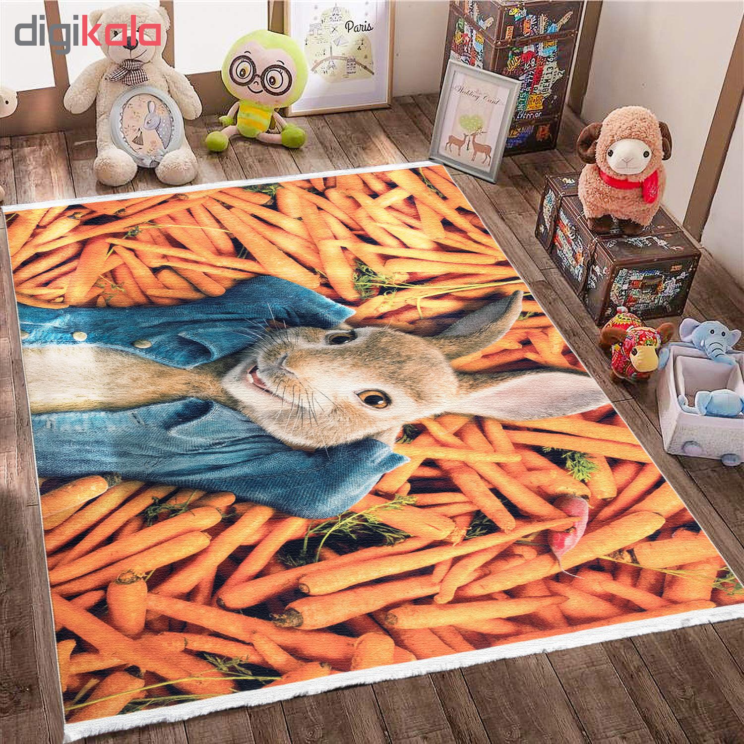 فرش ماشینی محتشم طرح کودک کد 100219 زمینه نارنجی