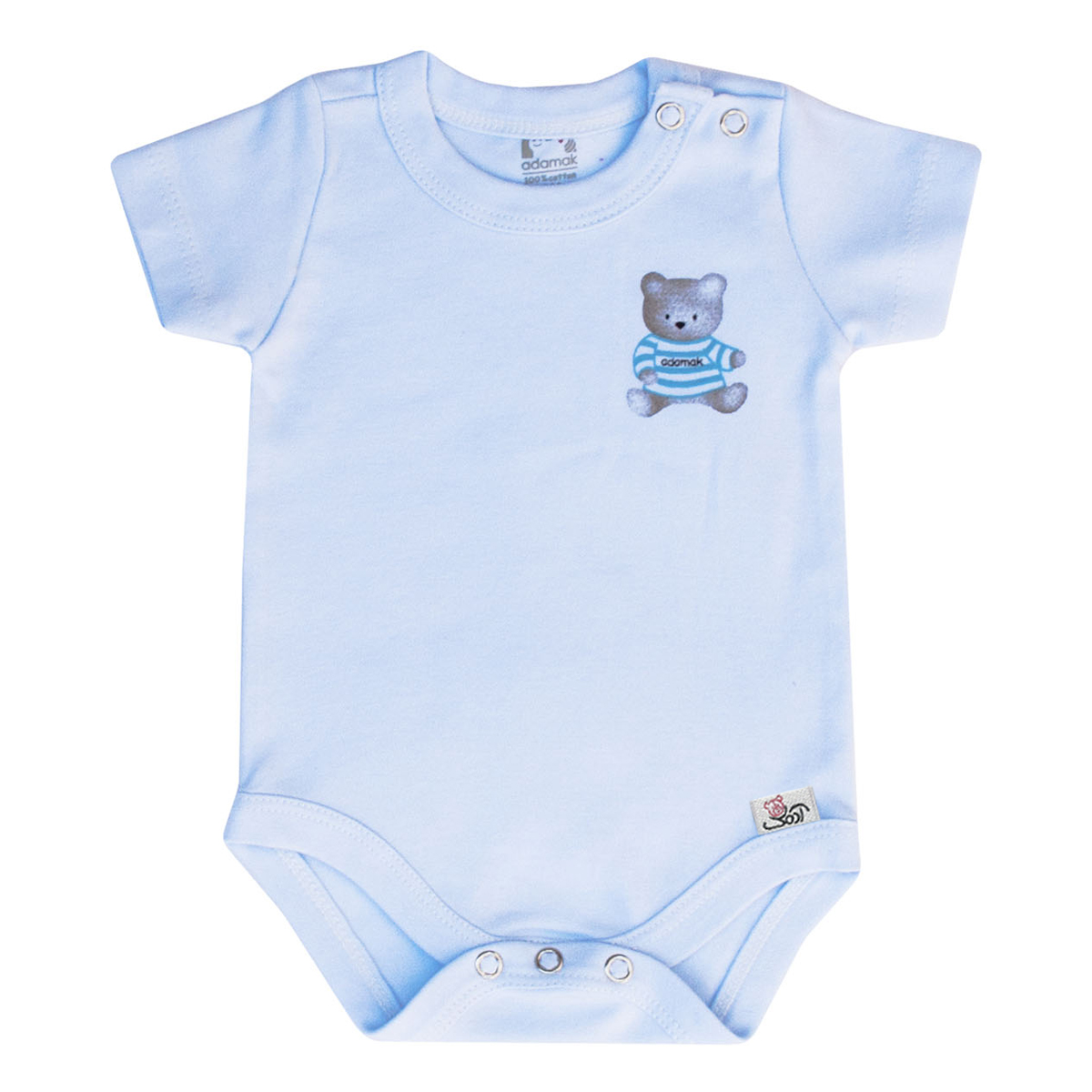 بادی آستین کوتاه نوزاد آدمک طرح خرس رنگ آبی -  - 1