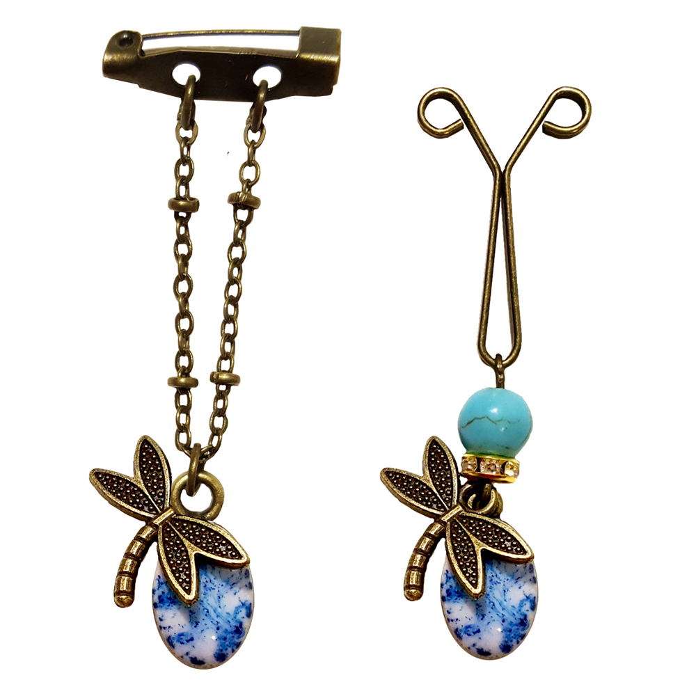 گل سینه و گیره روسری مدل سنجاقک کد PM SET 29