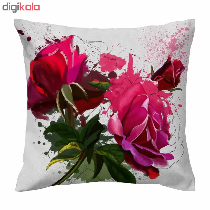 کاور کوسن طرح گل رز صورتی کد 890