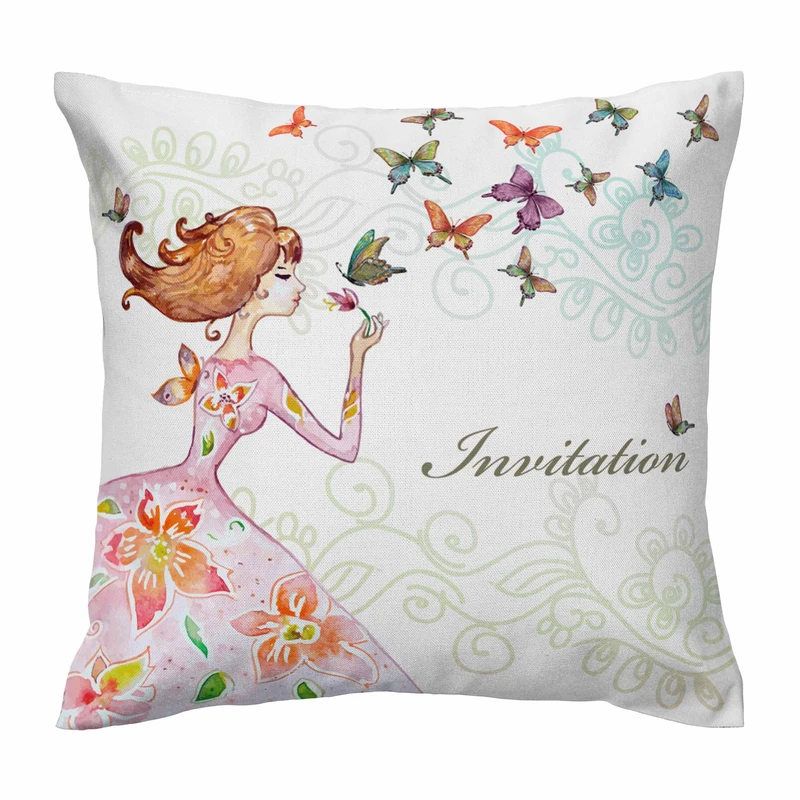 کاور کوسن طرح پروانه و دخترک کد 953 