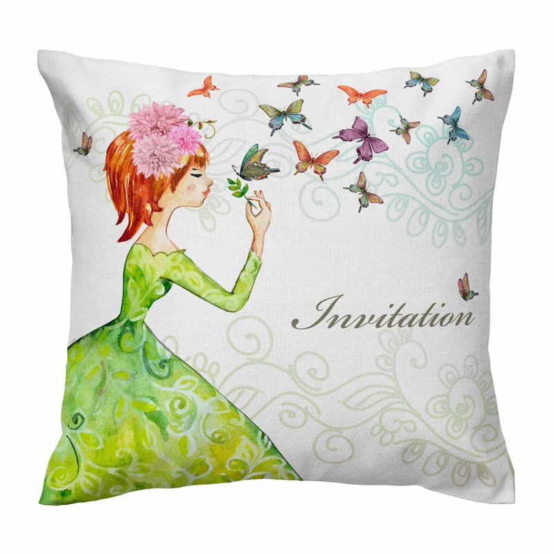 کاور کوسن طرح پروانه و دختر کد 961 