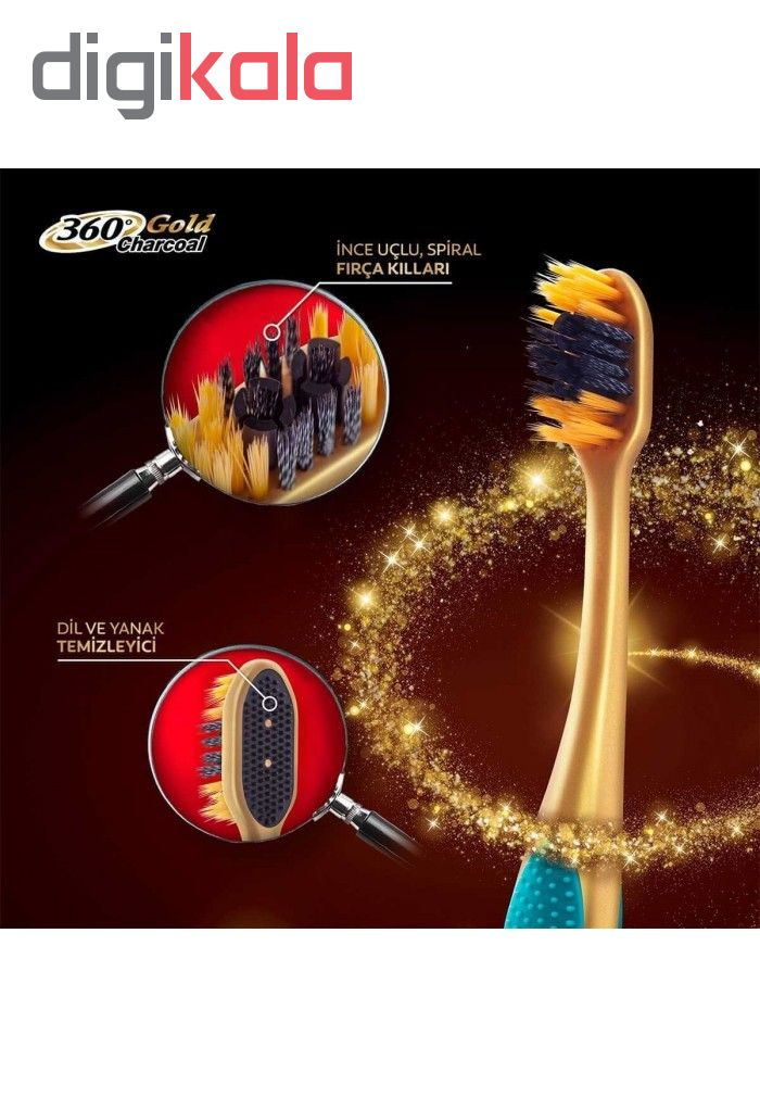 مسواک کلگیت مدل Charcoal Gold 360 با برس نرم