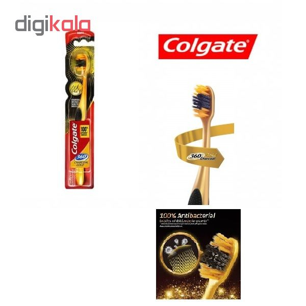 مسواک کلگیت مدل Charcoal Gold 360 با برس نرم