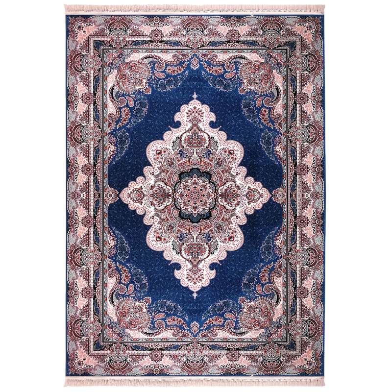 فرش ماشینی زمرد مشهد مدل گلایل زمینه آبی