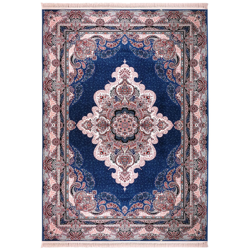 فرش ماشینی زمرد مشهد مدل گلایل زمینه آبی