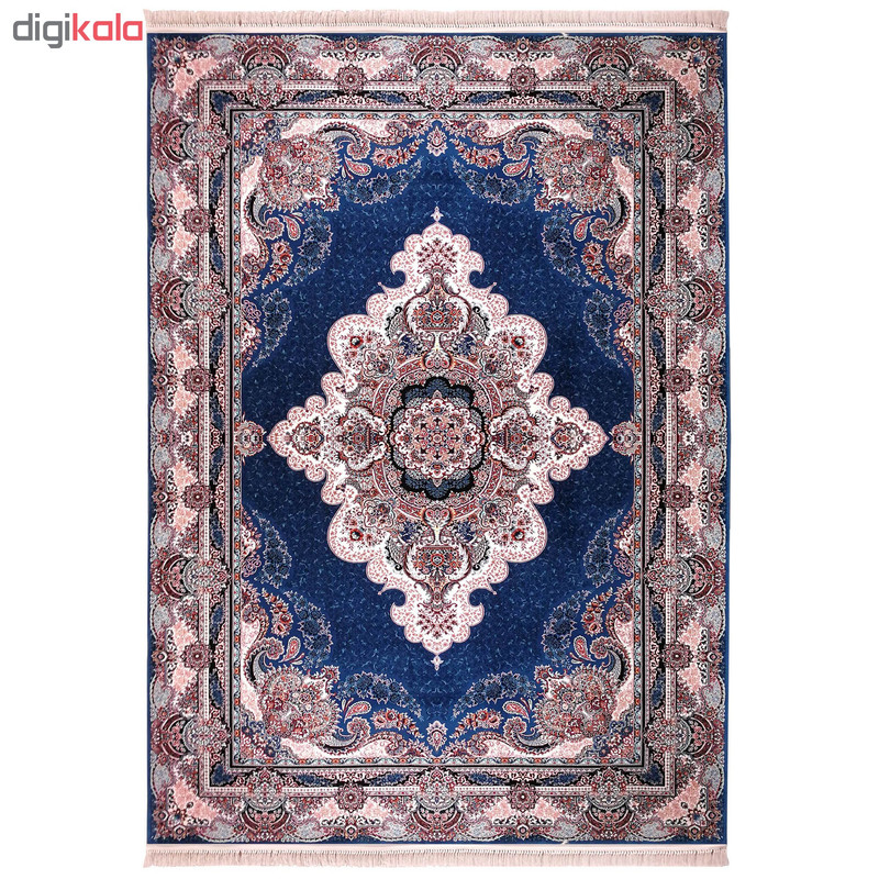 فرش ماشینی زمرد مشهد مدل گلایل زمینه آبی