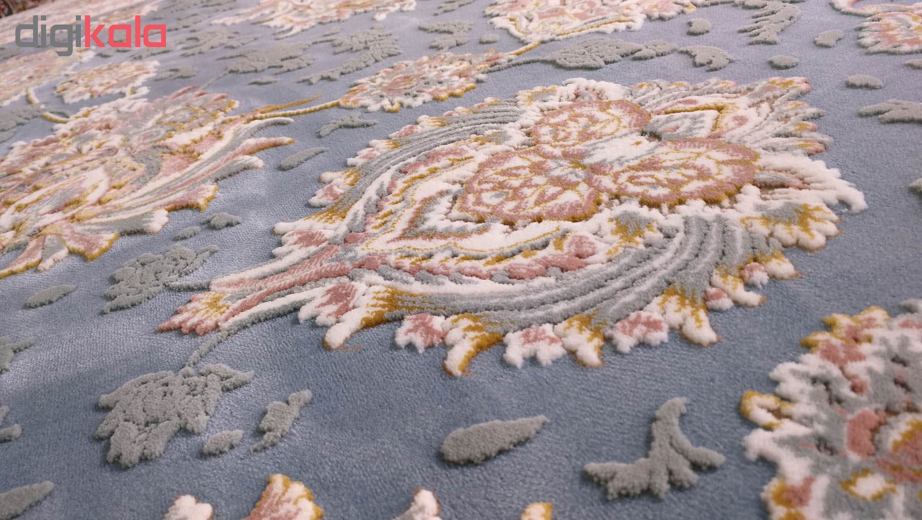 فرش ماشینی زمرد مشهد طرح افشان زمینه آبی