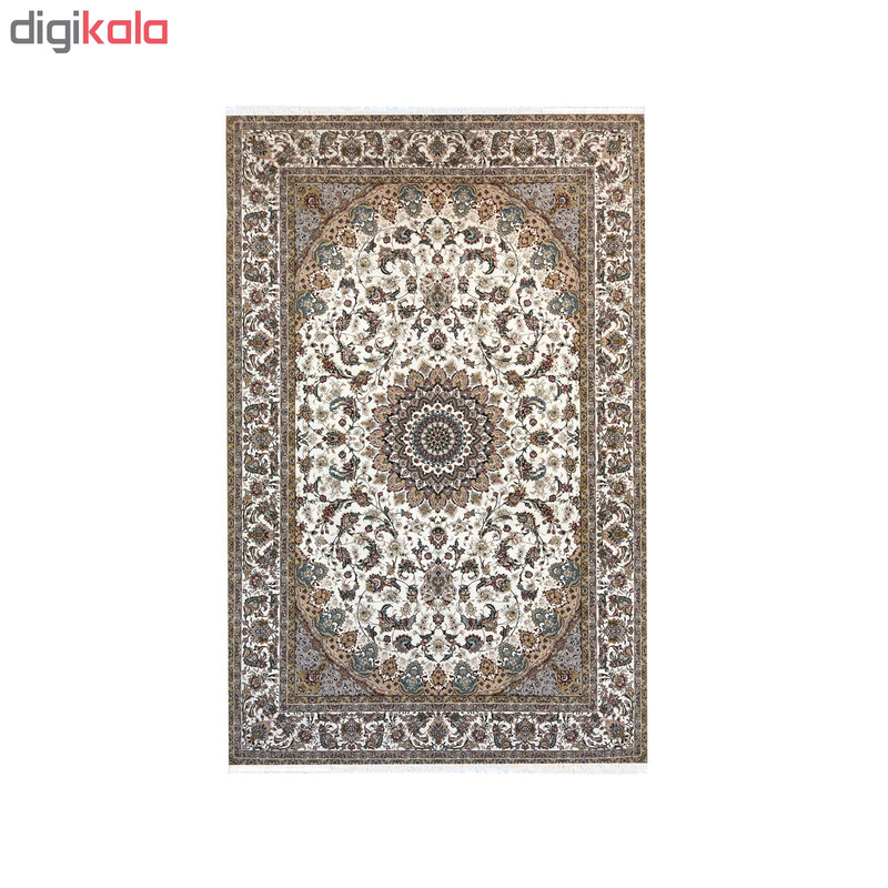 فرش ماشینی ستاره کویر یزد مدل شهریار کد Q-32 زمینه کرم