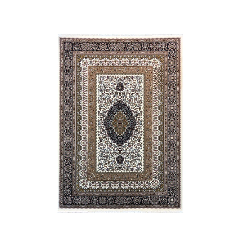 فرش ماشینی ستاره کویر یزد مدل ایساتیس کد I-026 زمینه کرم