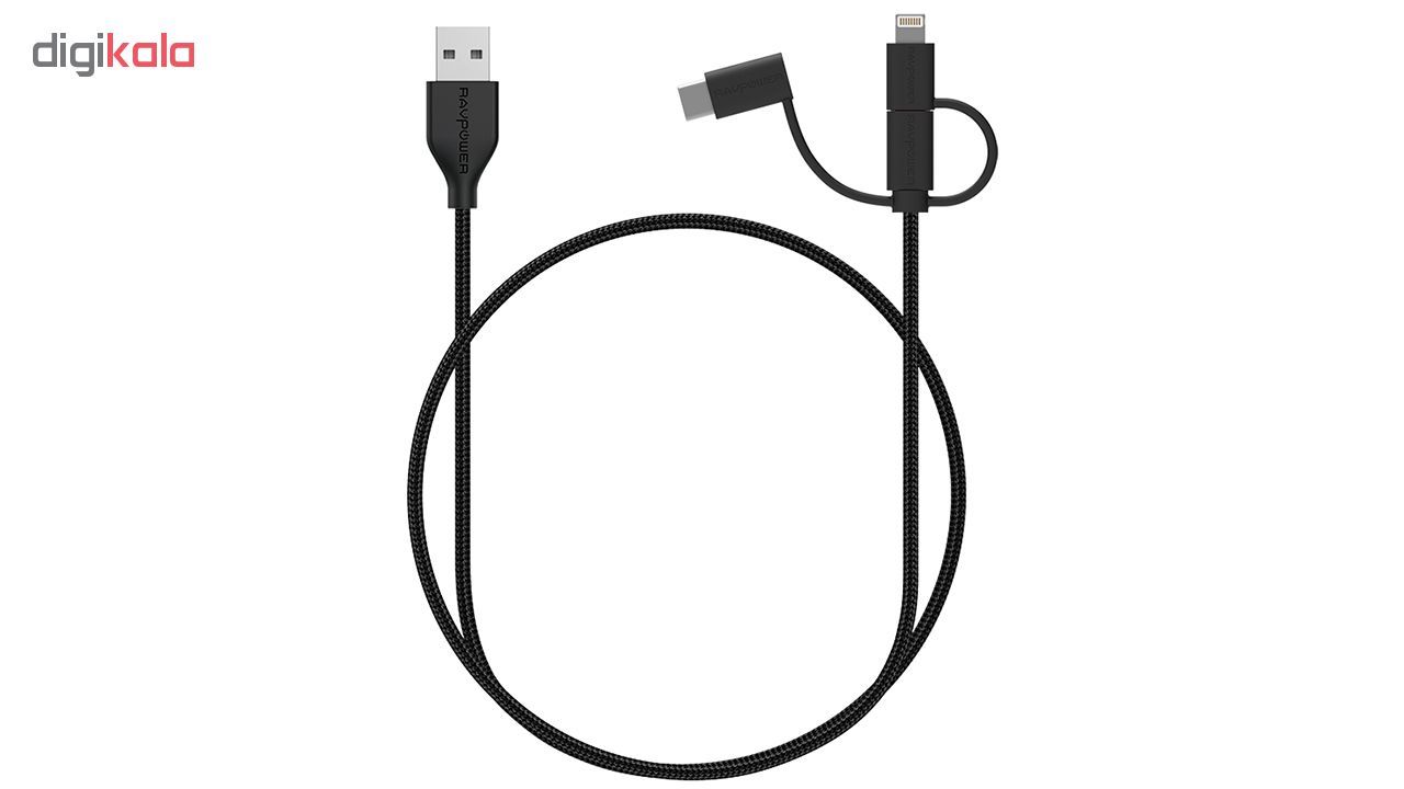 کابل تبدیل USB به لایتنینگ/ USB-C/ microUSB راو پاور مدل RP-CB021 طول 0.9 متر main 1 1