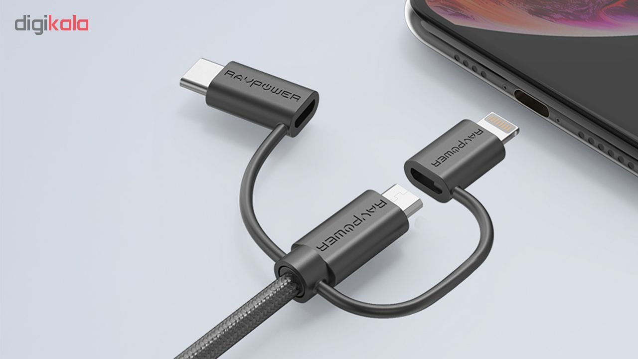 کابل تبدیل USB به لایتنینگ/ USB-C/ microUSB راو پاور مدل RP-CB021 طول 0.9 متر main 1 6