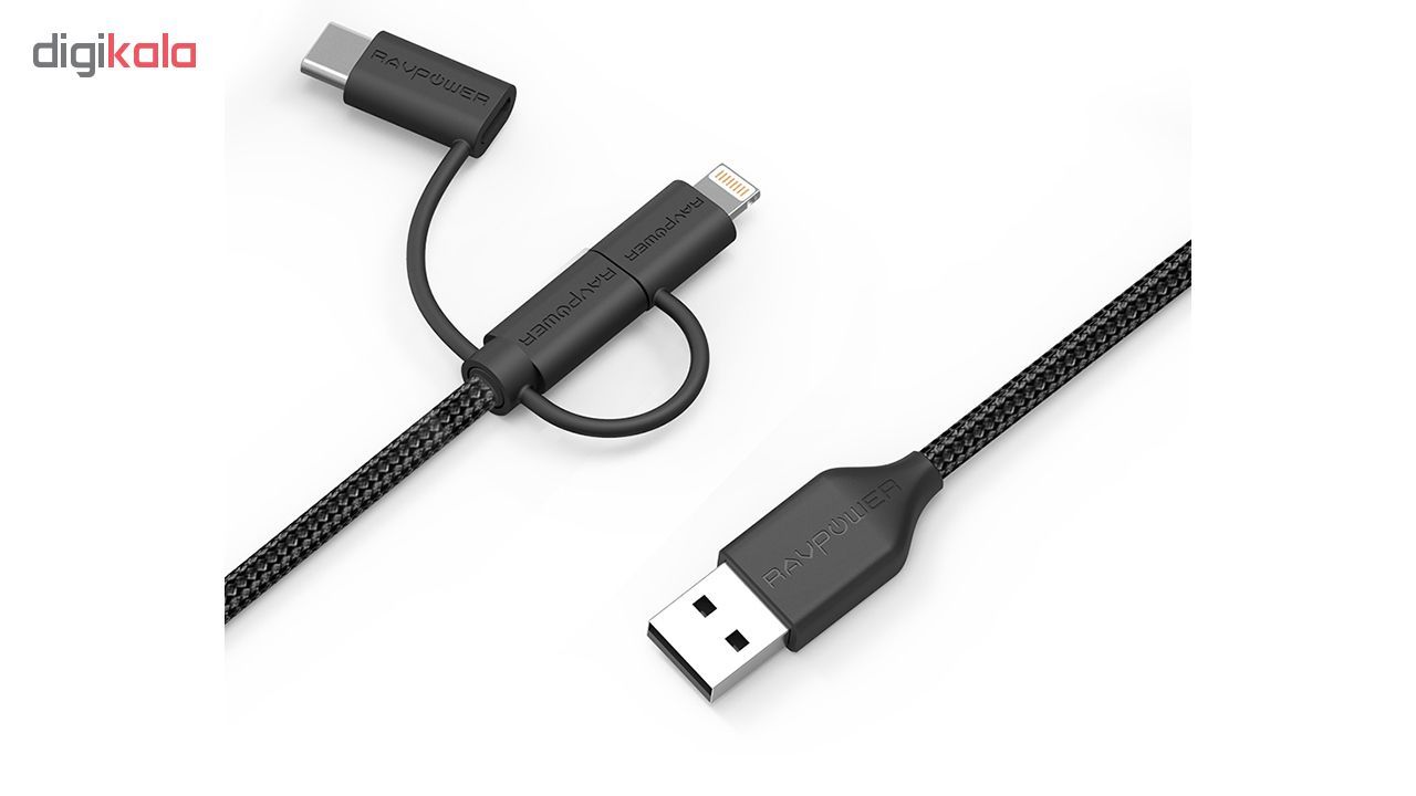 کابل تبدیل USB به لایتنینگ/ USB-C/ microUSB راو پاور مدل RP-CB021 طول 0.9 متر main 1 3