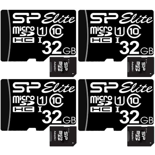 کارت حافظه microSDHC سیلیکون پاور مدل Elite کلاس 10 استاندارد UHS-I U1 سرعت 85MBps ظرفیت 32 گیگابایت به همراه آداپتور SD بسته 4 عددی