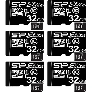 کارت حافظه microSDHC سیلیکون پاور مدل Elite کلاس 10 استاندارد UHS-I U1 سرعت 85MBps ظرفیت 32 گیگابایت به همراه آداپتور SD بسته 6 عددی