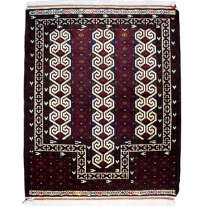 فرش دستبافت قدیمی یک متری طرح ترکمن کد 7137