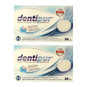 قرص تمیز کننده دندان مصنوعی دنتی پور مدل Active plus مجموعه 2 عددی