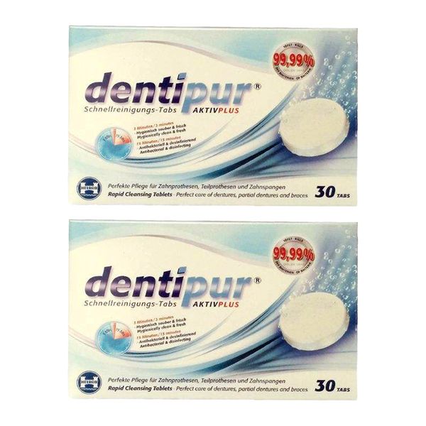 قرص تمیز کننده دندان مصنوعی دنتی پور مدل Active plus مجموعه 2 عددی